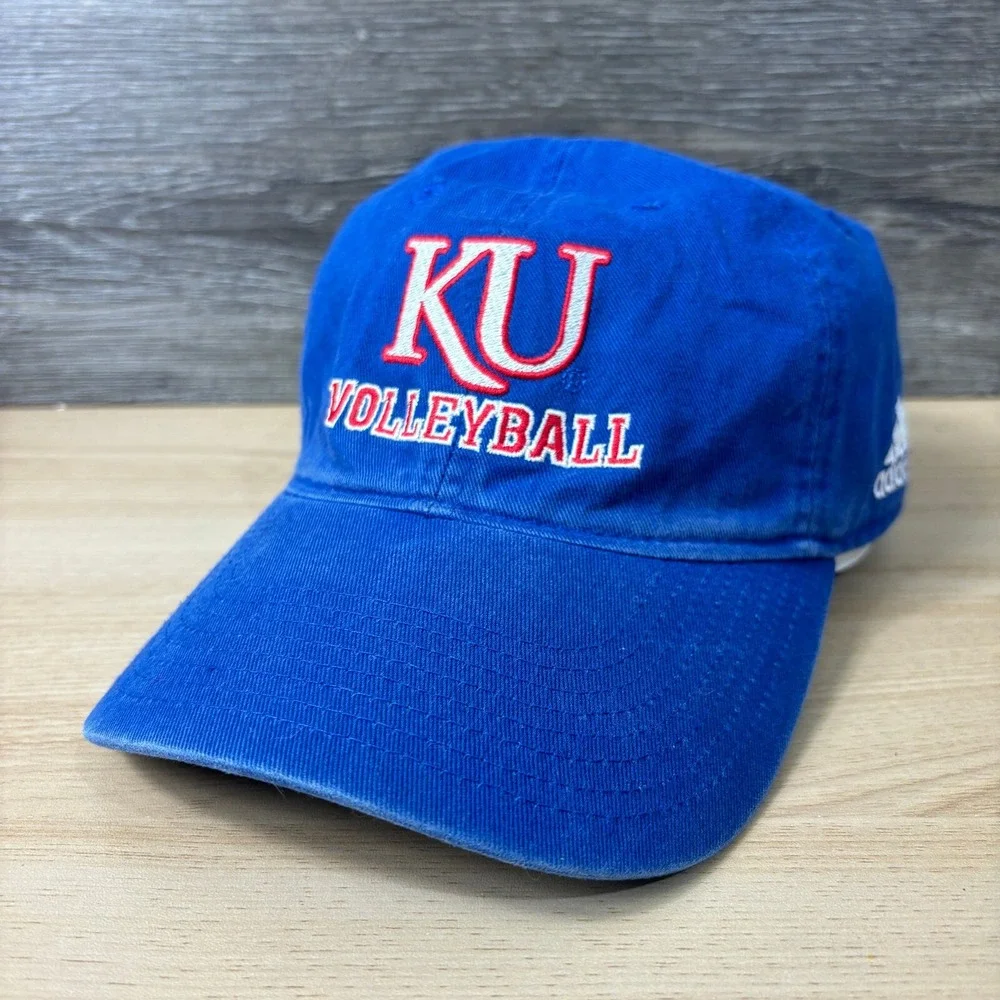 Kansas Jayhawks Hat Cap Strap Back‎ Blue Adidas Volleyball Adjustable